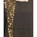 Front open embroidered abaya- Olive Green